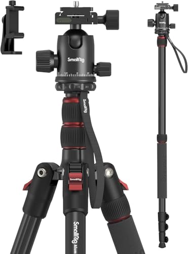 Image of SmallRig CT-20 Camera Tripod, 78.7 inch Foldable Aluminum Tripod & Monopod, 360Ball Head Detachable, Payload 33lb (200cm /78.7 inch)