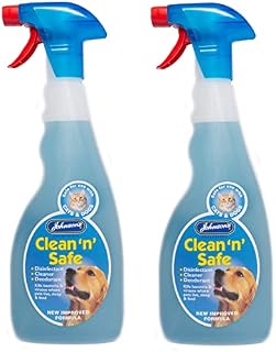 2 PACK JOHNSONS CLEAN 'N' SAFE FOR CATS & DOGS DISINFECTANT CLEANING SPRAY 500ML