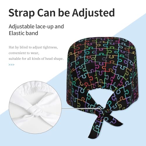 Image of Surgical Caps Men Women, Scrub Cap with Sweatband Adjustable | Tie Back Nurse Cap, Nursing Breathable Working Hat, Scrub Cap, Medical Hats