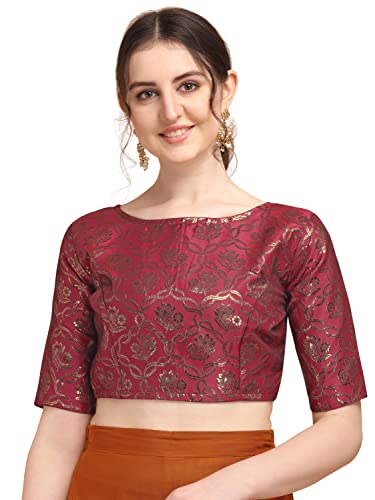 Image of OOMPH! Women's Art Silk Floral Half Sleeve Fitted Blouse