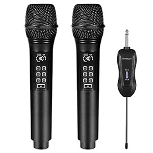 K28 Rechargeable Wireless Microphone Karaoke Cordless Microphone with Volume & Echo Control and Receiver, UHF Handheld Dynamic Microphone for Singing Karaoke Speech, Black