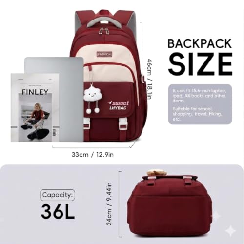 Image of Backpack Bags for Girls, Boys & Women With Multi-pockets, Laptop Bag with Large Capacity Bookbags Waterproof for School, Tuition, College, Camping, Travel