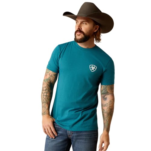 ARIAT Men's Stacks T-Shirt, Cyan Black Heather, Medium2