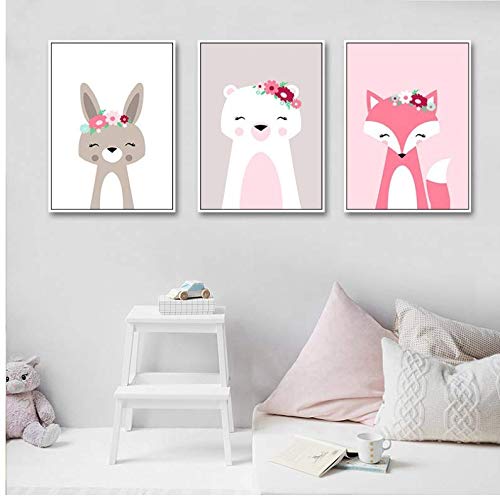 Peinture Animale Kawaii Affiche Décorative Toile pour Chambre de Bébé