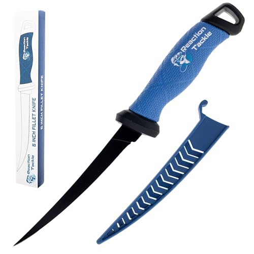 Reaction Tackle Fishing Knife, High Performance Stainless Steel Blade with Non-Slip Grip Handle and Protective Sheath for Freshwater and Saltwater Fishing, 6 Inch Fillet Knife