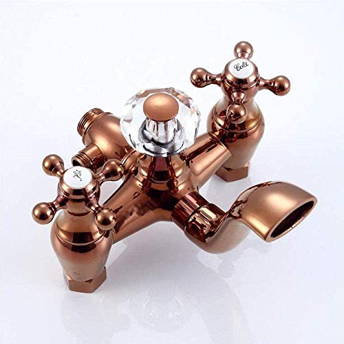 Ensemble de douche en bronze avec colonne télescopique or rose et titane - 5