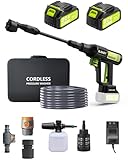 BLSKBY Portable Cordless Pressure Washer - 1200PSI, 2 Batteries, Brushless Motor, 6-in-1 Nozzle, Foam Cannon, 3 Power Level, Cordless Power Washer for Cars Patio Driveway