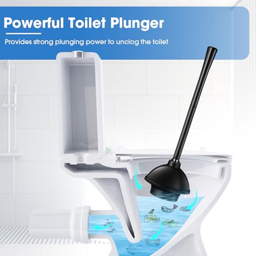 Image of Reallnaive 4 Set Toilet Plunger with Holder Heavy Duty Bathroom Toilet Plunger and Holder Combo