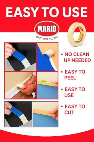 Image of Mario Masking Tape - 20 Meter Length, 12mm Width - DIY Art & Craft, Easy Tear Tape, Best for Carpenter, Labelling, Painting and leaves no residue after a peel. 12 Rolls Per Pack