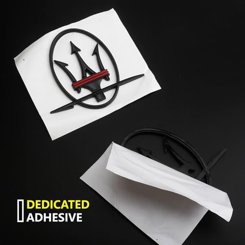 Image of 2PC Side Door Trident Logo Emblem Stickers,3D Rear Window Badge Compatible with Qvattroporte,Ghiblii Series Accessories(Black Red)