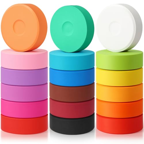 Nuanchu 18 Pcs Tempera Paint Cakes 18 Colors Large Washable Cake Paint 2.24 x 0.71inch Paints Blocks Art Supplies for Classroom Art Painting Drawing