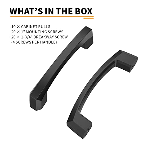 Image of 10 Pack 3 Inch Black Cabinet Pulls Kitchen Cabinet Handles Kitchen Handles for Cabinets Cupboard Handles Black Drawer Pulls Cabinet Hardware