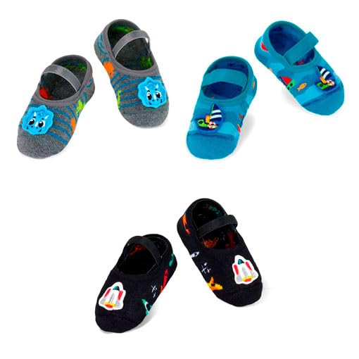 Meia Antiderrapante Bebê Menino Puket 15 A 22 Kit com 3 (19 a 22)