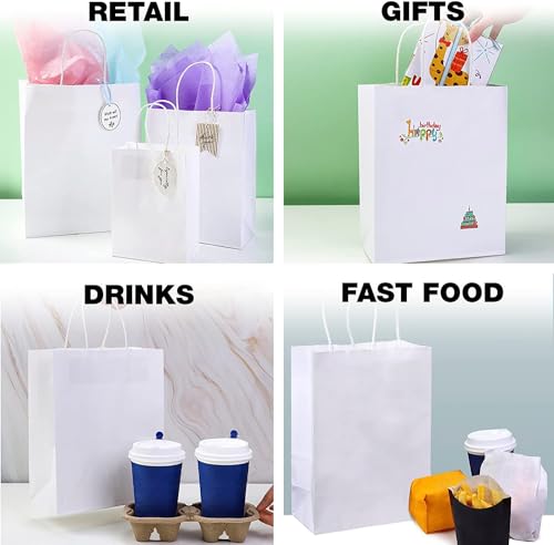 Image of Gift Bags -25pcs 12x16x5 inch Large White Kraft Paper Bags with Handles- Paper Carry Bags for Shopping Retail Merchandise, Party Favor Return Gift Bag, Disposable
