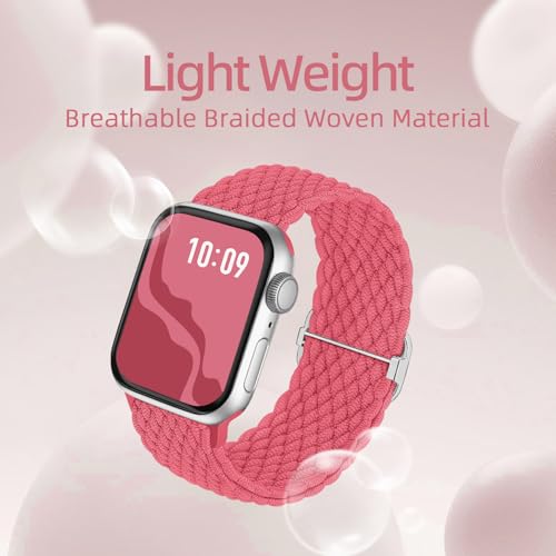 Image of 4 Pack Braided Stretchy Bands Compatible with Apple Watch 40mm 41mm 38mm 42mm 44mm 45mm 46mm 49mm Women Men, Breathable Nylon Elastic Daily Use Straps for iWatch Series 11 /10 9 8 7 6 5 4 3 SE /Ultra 2