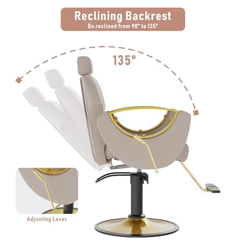 Image of LOUVIXA Barber Chair for Hair Stylist, Height Adjustable Hydraulic Hair Reclining Salon Chair, 360 Degrees Rotation, Multi-Function Shampoo Chair for Salon Barbershop (Grey)