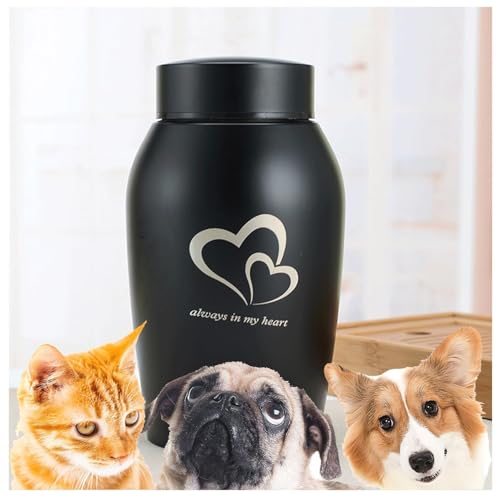 ZHYUAN Haustierurne aus Edelstahl,Urnen für Hunde und Katzen,Haustier-Gedenkurne,Gedenkurne,Tragbare Haustierurne,Tierurne aus Edelstahl,Geeignet für Hunde,Katzen und andere Kleintiere (Schwarz)