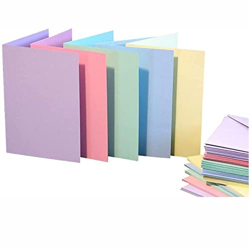 3 Ace Crafts C6 Pastel Colors Cards and Envelopes for Card Making (20) for Greetings, Thank You Cards with Envelope, Valentines, Thanksgiving, Christmas Invitation, Card Making Kit for Craft Activity
