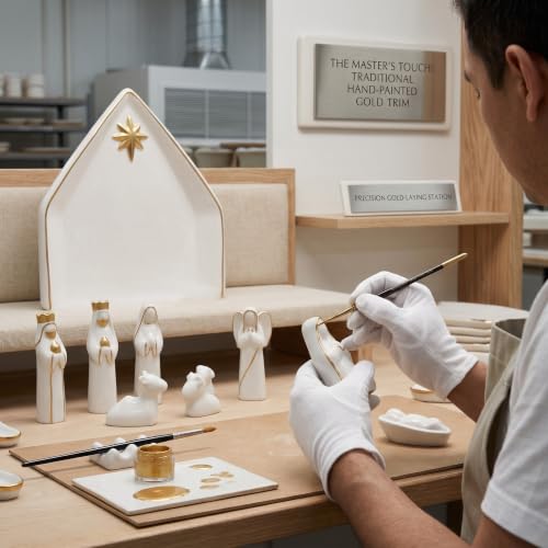 Image of NEROSUN Nativity Scene Set, 13Pcs White Ceramic Christmas Nativity Scene Tabletop Decorations, Miniature Holy Family Figurines for Holiday Table Mantel Decor Christmas Spiritual Gift