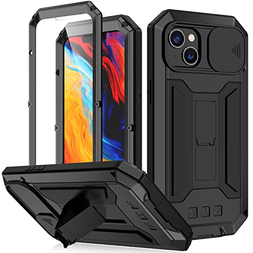 Coque iPhone 14 intégrale noire antichoc militaire verre trempé et support