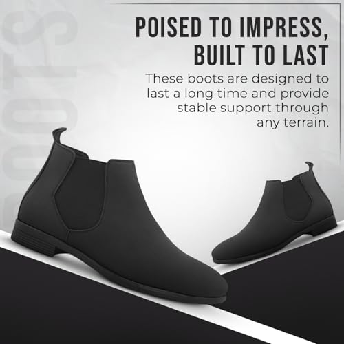 Image of STANPHORD Men Glossy Chelsea Ankle Boots | PU Slip-On Block Heel | Casual Party Office Outdoor Wear (TPSG 9536)