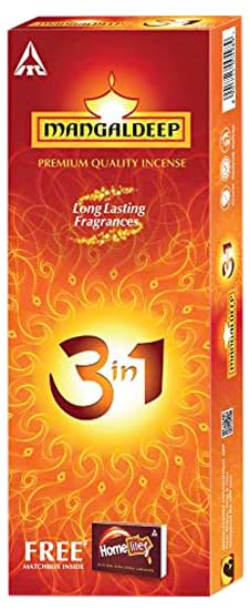 Mangaldeep 3in1 Agarbatti - Premium, Charcoal Free Incense Sticks-92G