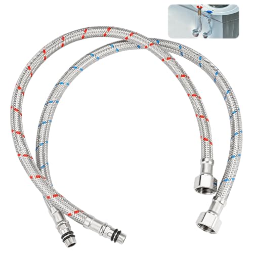 2 Pieces Flexible Tap Connector Tap Tails,500mm Stainless Steel Hose Pipe,M10X G3/8 BSP Flexi Pipe, Braided Monobloc Tap Mixer Connectors for Kitchen Sink,Bathroom Hot and Cold Water Systems
