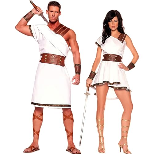 Image of Ulalaza Women's Cosplay Costume Cleopatra Greek Goddess Ancient Roman Warrior Uniform Outfit for Halloween Party