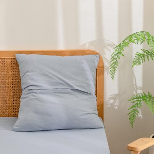 BESTOUCH-100-Washed-Cotton-Pillowcase-for-Hair-and-Skin-Linen-Feel-Soft-Comfortable-Breathable-2-Set-Pillow-Case-with-Envelope-Closure-Solid-Cornflower-Blue-Euro-26×26-Inches BESTOUCH 100 Washed Cotton Pillowcase for Hair and Skin Linen Feel Soft Comfortable Breathable 2 Set Pillow Case with Envelope Closure Solid Cornflower Blue Euro 26×26 Inches