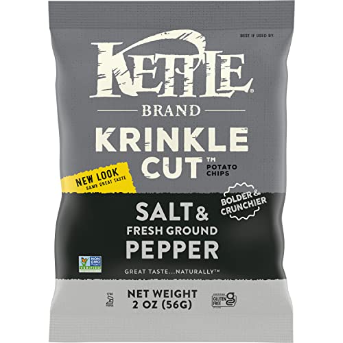 Image of Kettle Brand Potato Chips, Krinkle Cut, Salt & Fresh Ground Pepper Kettle Chips, 2 Oz