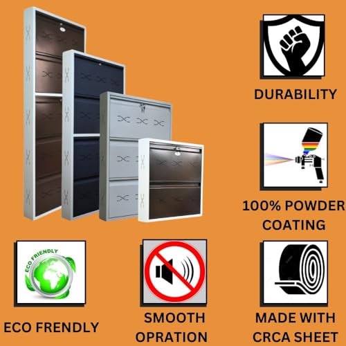 Image of I Double Decker Metal Shoe Rack I Single Lock I Wall Mounted I 3 Shelve (GreyColour) I Coad LC 2DDL-03 GR I Height 43 Inches, Width 26 Inches, Depth 7.5 InchesI 3 Years Warranty.