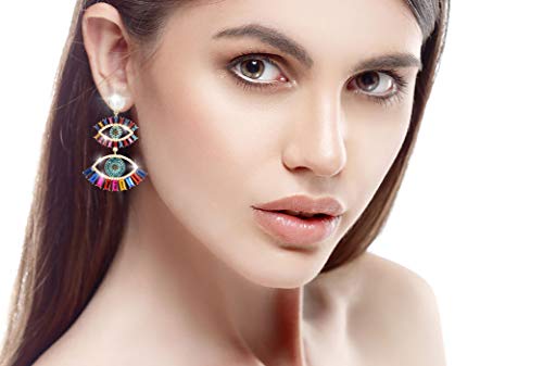 Eye Earrings For Women - Evil Eye Earrings，Gift For Birthday, Thanksgiving, Mother's Day, Casual Or Daily Wear (Double Gold) #TOP1