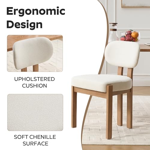 Image of 70-Inch Oval Dining Table Set with 6 Wood Dining Chairs, 7-Piece Dining Table Set with Chenille Chairs - Modern MDF Table (300lbs Capacity) & Comfortable Upholstered Seats for Home Dining