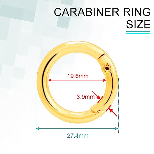 Image of CooBigo 10 Pack 3 /4 Inch Gold Round Keyring, Trigger Spring O Rings Metal Round Carabiner Clip for Replacement Purse Strap, Paracord Lanyard Clips, Keychain Rings Hardware DIY Crafts Making