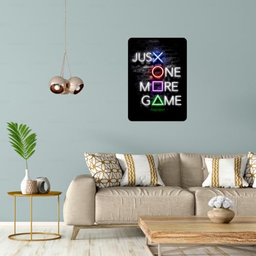 Image of Zesta Bathroom Decor Items Washroom Decor Tin Sign | Aesthetic Posters Wall Poster for Bedroom | Magnetic Cafe Decoration Items / Restaurant Decorations Items | Quirky Home Decor Bar Accent (Just One More Game)
