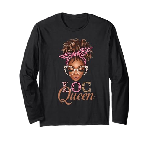 Loc'd Queen Afro Messy Bun Woman Leopard Black History Month Manga Larga