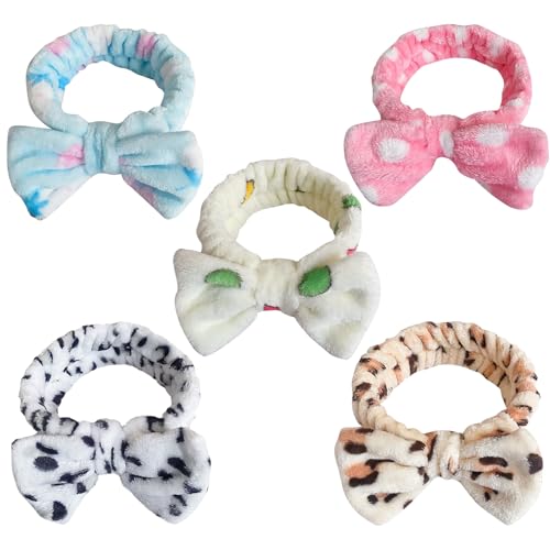 MLPKOI 5 Stück Spa Bowknot Haarbänder, Makeup Stirnband Elastic M...