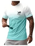 SOLY HUX Men's Short Sleeve Graphic Tees Summer Crewneck Top Shirt Beach Vacation T-Shirts Mint Green Multi Medium