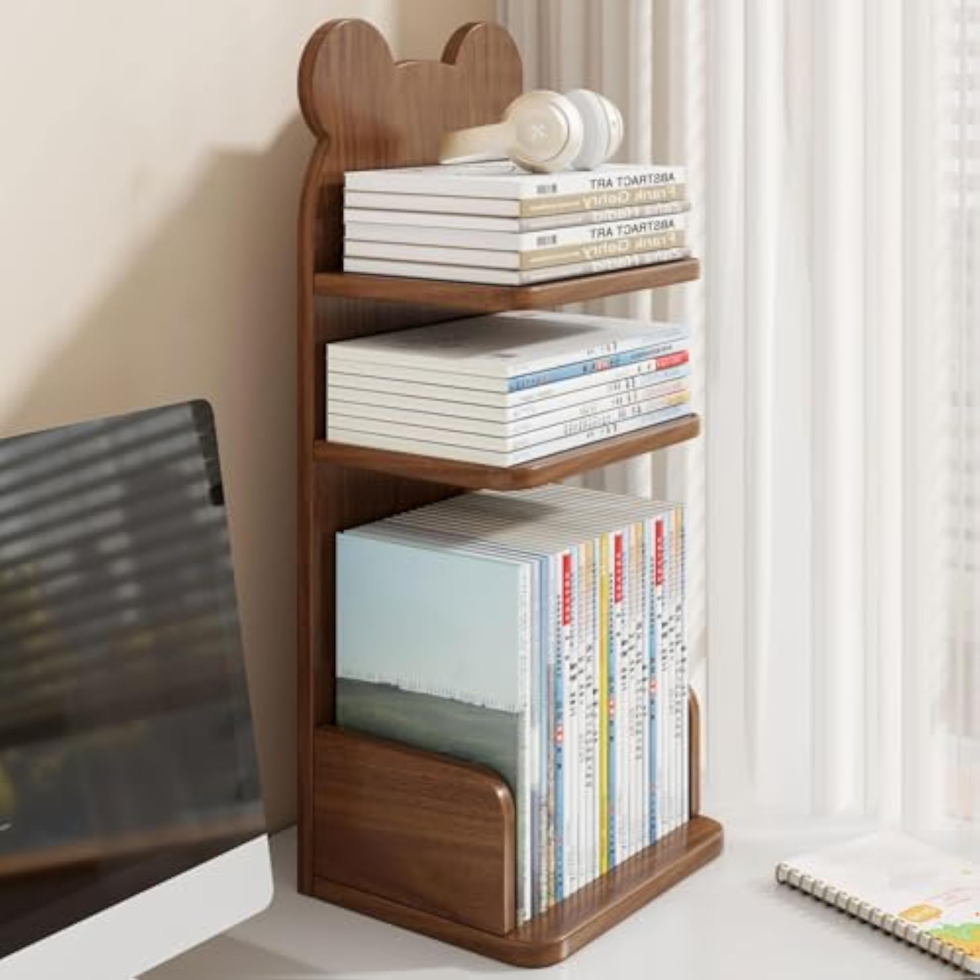 Rustic Desktop Bookshelf Organizer Rack, 3 Tier