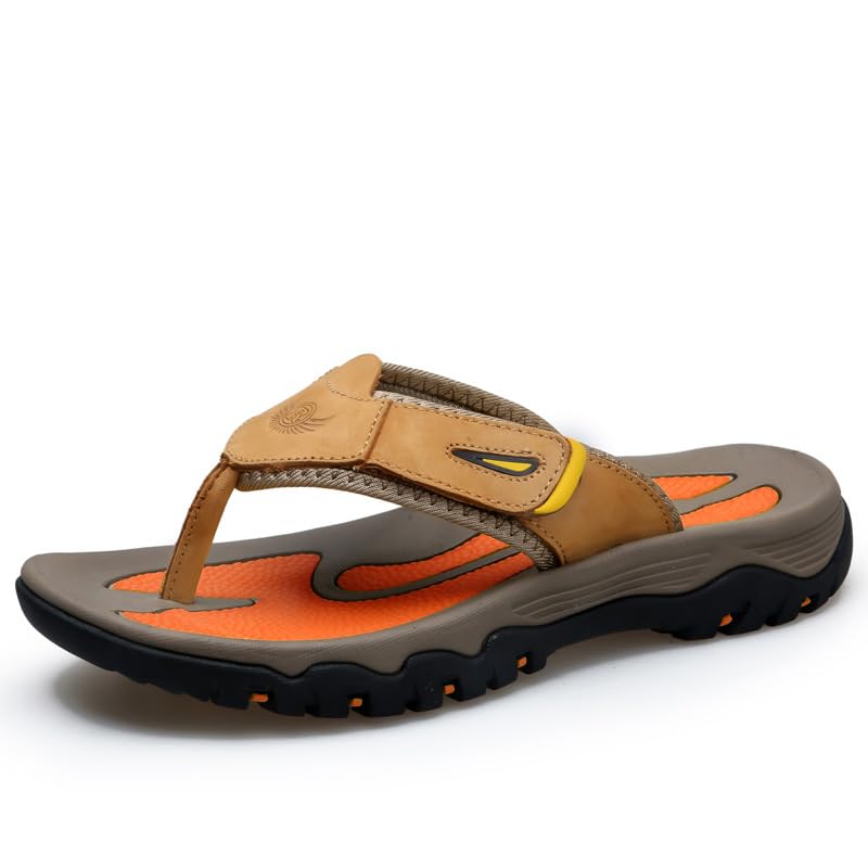 ‌Classic Roman-Style Leather Flip-Flops – Durable Cowhide Sandals for Men, Perfect for Beach & Outdoor Wear