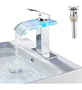 LED Bathroom Faucet Gold&Black, Single Handle Waterfall Faucet For - View #5