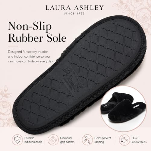 Image of Laura Ashley Ladies All Over Plush W /Memory Foam Slippers