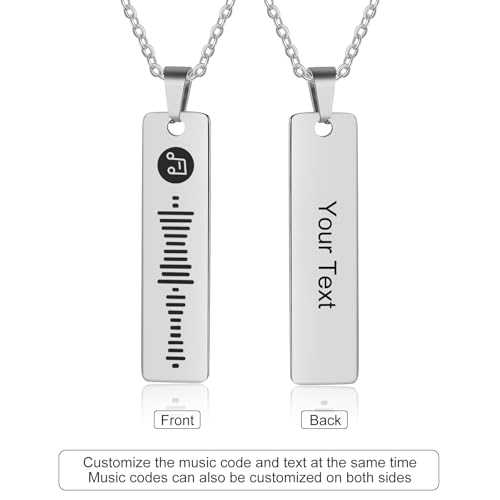 Personalized Music Spotify Scan Code Necklace Custom Bar Pendant Necklace for Women Men Engraved Name Necklace Stainless Steel Necklace Jewelry Gift2