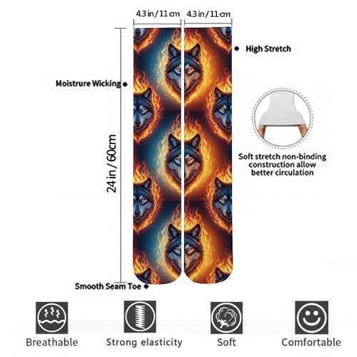 Women Girls Breathable Fast Dry Crew Dress Socks Knee High Thermal Socks3