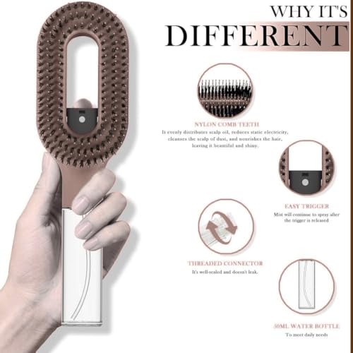 Image of 2-in-1 Spray Comb for Hair, Water Spray Detangling Brush with Built-In Mist Bottle, Anti-Frizz Wet Hair Brush for Men, Women & Kids Ideal for Long, Thick & Curly Hair (Darkin)
