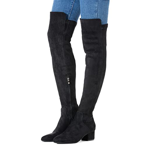 N.n.g Women Over The Knee Boots Thigh High Suede Block Heel Black Size 8.5 Winter Otk Boots Pointed 2 Inch Low Heel Comfort #TOP2