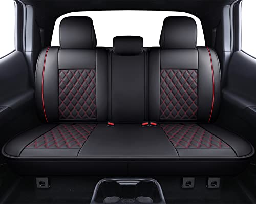 Image of Aierxuan Toyota Tacoma Seat Covers Waterproof Leather Full Set (Black-Red)