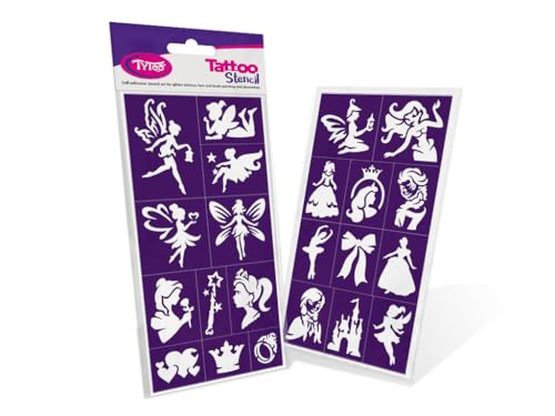 TyToo Glitzer Tattoo Schablonen Set – wiederverwendbare Vorlagen für Kinder & Erwachsene – EU-Design, hautfreundlich, perfekt für Partys, Kinderschminken & Bodypainting (Feen und Prinzessinnen) TyToo Glitzer Tattoo Schablonen Set – wiederverwendbare Vorlagen für Kinder & Erwachsene – EU-Design, hautfreundlich, perfekt für Partys, Kinderschminken & Bodypainting (Feen und Prinzessinnen)