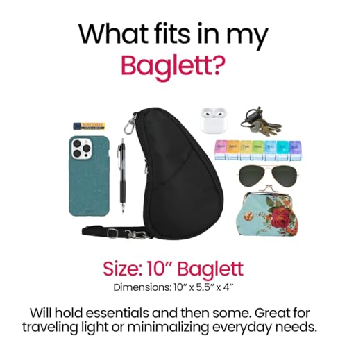 Image of AmeriBag 10 inch Healthy Back Bag Nylon Ergonomic Crossbody Sling Baglett for Everyday Use, Travel & Walking Comfort