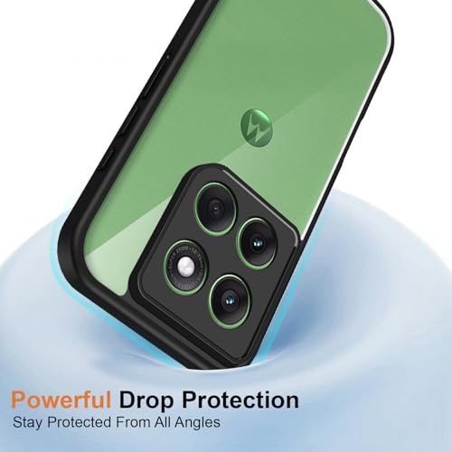 Image of Kapa Hawkeye Clear Slim Tough Back Cover for Motorola G86 Power 5G | Camera Lens Protector Anti Yellow Shockproof Clear Hybrid Case Cover (Black Sides)